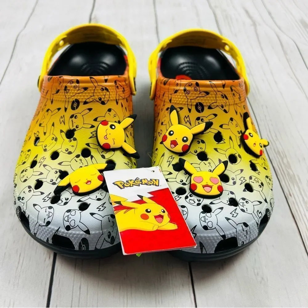 CROCS X Pokemon Pikachu Classic Clog w/ Jibbitz Mens Size 9 Womens Size 11